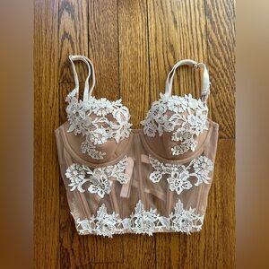 Victoria's Secret Lace Bustier in White and Tan